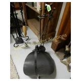FIREPLACE TOOL SET AND LOG HOLDER.