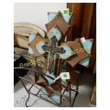 RUSTIC MAGAZINE RACK AND 24" CUSTOM MADE CROSS.