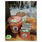 GROUP OF VINTAGE TOBACCO CANS.