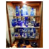 GROUP OF 62 PIECES OF ASSTD BLUE GLASS DISHES,