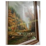 FRAMED 35" X 23" OIL ON CANVAS BY ADAMS.