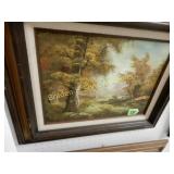 GROUP OF 3 FRAMED OIL ON CANVAS PAINTINGS.