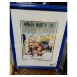 FRAMED 14" X 10" WOMEN WANTED FOR EVACUATION