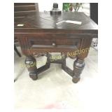 GROUP OF 2 SOLID WOOD END TABLES.