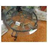 CONTEMPORARY 32" ROUND GLASSTOP CLOCK TABLE.