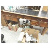 ANTIQUE LEATHER TOPPED DESK.