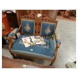 ANTIQUE NEEDLEPOINT LOVESEAT.