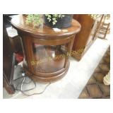 CONTEMPORARY THOMASVILLE ROUND CURIO END TABLE.