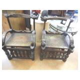 GROUP OF 2 HANDCARVED CHAIRS.
