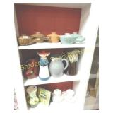 GROUP OF 4 SHELVES OF ASSORTED MERCHANDISE.