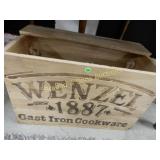 WENZEL CAST IRON COOKWARE STORAGE BOX.