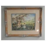 FRAMED 17" X 23" VICTORIAN STYLE PRINT.