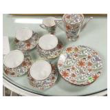 VINTAGE 14 PIECE DRESDEN CHINA. SERVES FOR 4.