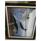 GROUP OF 2 FRAMED BLUE WHALE PRINTS.