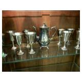 GROUP OF 11 SILVER PLATE WINE GOBLETS