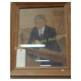 FRAMED 22" X 17" STAMPED LEATHER PORTRAIT