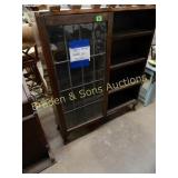 ANTIQUE ENGLISH LEADED GLASS BOOKCASE