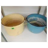 GROUP OF 2 ENAMEL SLOP JARS