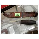 VINTAGE PAL 11" FIXED BLADE KNIFE WITH LEATHER