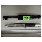 USED HUBERTUS  10" FIXED BLADE KNIFE WITH SHEATH