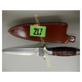 USED VALOR 9" FIXED BLADE KNIFE W/ LEATHER SHEATH