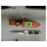 CUSTOM MADE 8" FIXED BLADE KNIFE W/ LEATHER SHEATH