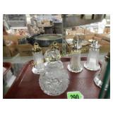 GROUP OF 5 SALT & PEPPER SHAKERS AND 1 CRYSTAL