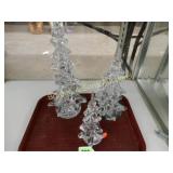 GROUP OF 3 GLASS CHRISTMAS TREES