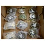 GROUP OF 12 NEW MILITARY BELT BUCKLES