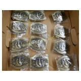 GROUP OF 12 NEW MILITARY BELT BUCKLES
