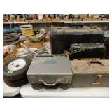 GROUP OF ASSTD CONTAINERS, 4 LUGWRENCHS, 2 DOLLY