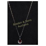 LADIES STERLING SILVER & RED GARNET NECKLACE