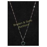 LADIES STERLING SILVER & EMERALD NECKLACE