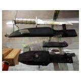 GROUP OF 2 FIXED BLADE KNIVES WITH SHEATH