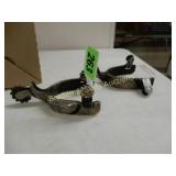 DOUBLE MOUNTED WESTERN STEER HEAD SPURS MADE BY