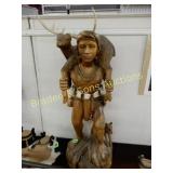CONTEMPORARY 37" NATIVE AMERICAN WOODEN STATUE