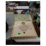 GROUP OF ASSTD COMIC BOOKS & 1 WINE BOX