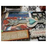 TABLE OF ASSTD WALL DECORATIONS, ETC