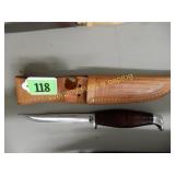 NEW CASE XX 10" FIXED BLADE KNIFE WITH LEATHER