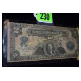 US SERIES 1886 $2.00 SILVER CERTIFICATE