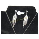 LADIES STERLING SILVER NECKLANCE AND EARRINGS.