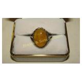 LADIES STERLING SILVER GEMSTONE RING SIZE 9