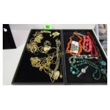 GROUP OF 2 TRAYS  OF ASSTD COSTUME JEWELRY