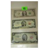 GROUP OF 3 U.S. CURRENCY NOTES