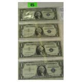 GROUP OF 4 U.S. SERIES1957 $1 SILVER