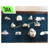GROUP OF 11 LADIES STERLING SILVER RINGS