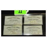 GROUP OF 4 CONFEDERATE STATES OF AMERICA WAR BONDS