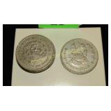 GROUP OF 5 MEXICAN SILVER DOLLARS