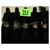 GROUP OF 5 STERLING SILVER RINGS SZ 5 WITH STAND