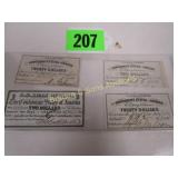 GROUP OF 4 CONFEDERATE STATES OF AMERICA WAR BONDS